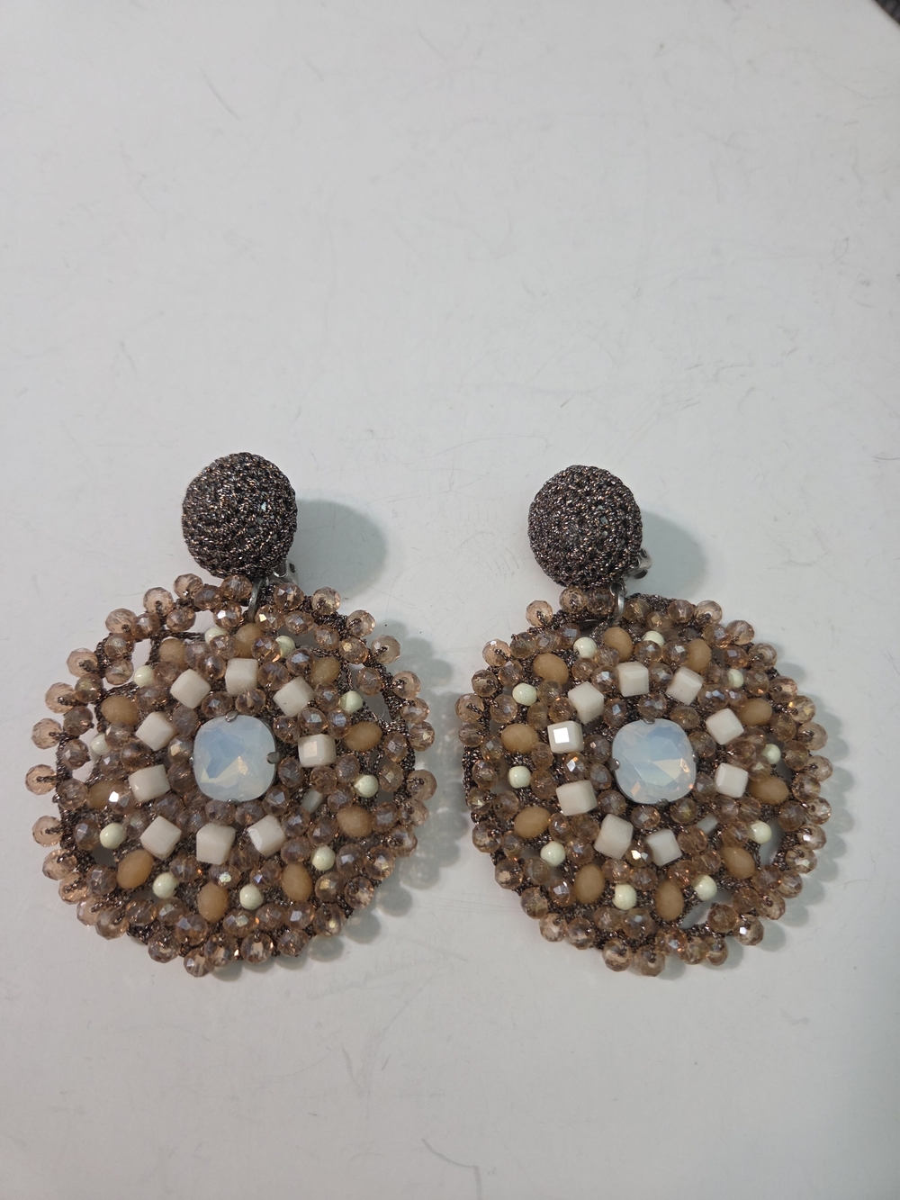 VANITY HER bohemian glam venetian glass crystal clip earrings made in italy